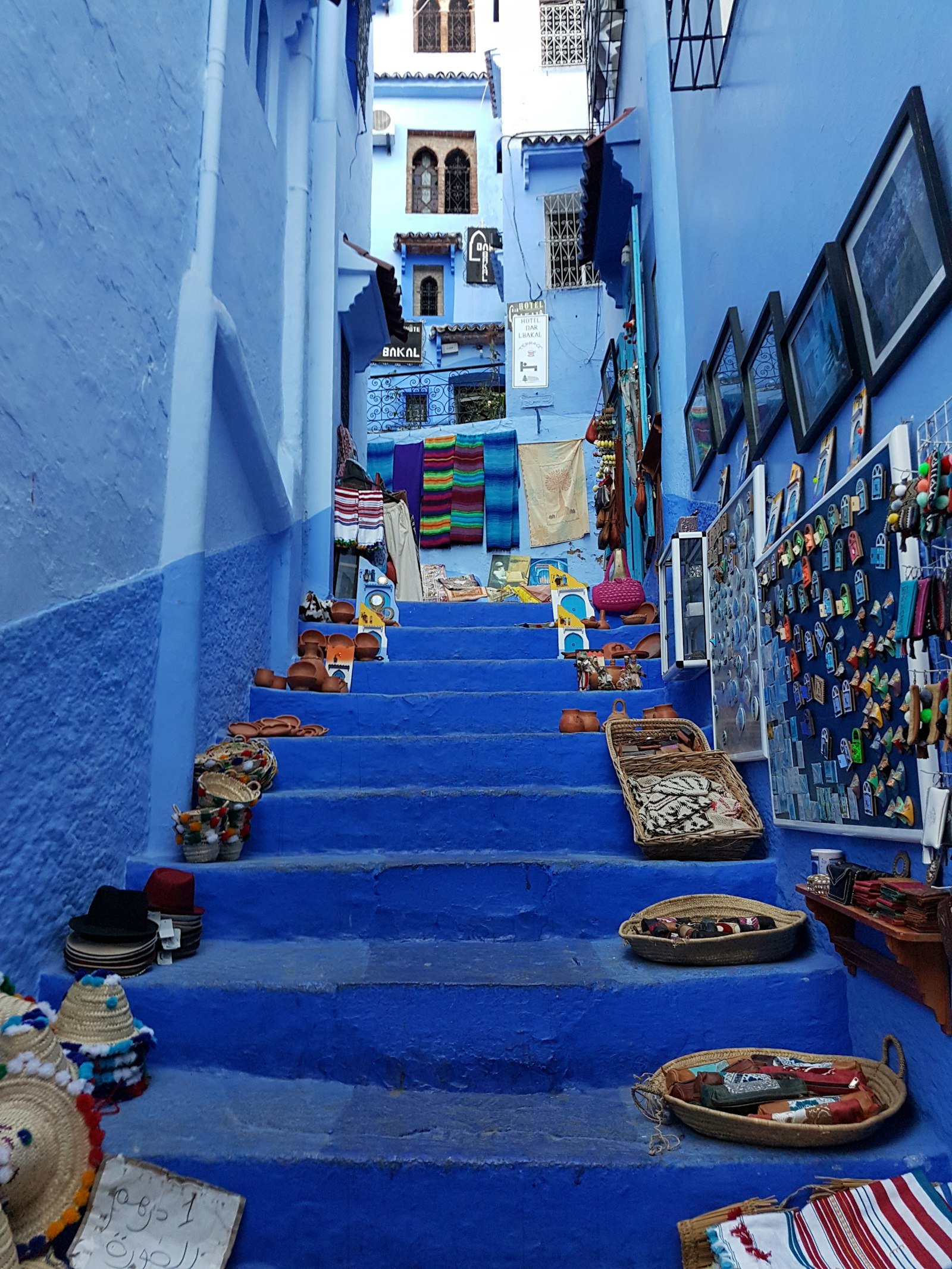 Iconic blue-washed stairway in Chefchaouen